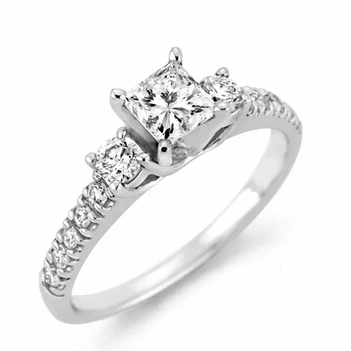 12 CT TW Certified PrincessCut Diamond Three Stone Engagement Ring in 14K White Gold ISI2 Goldiacom Rings 12 CT TW Certified PrincessCut Diamond Three Stone Engagement Ring in 14K White Gold ISI2 Goldiacom Rings