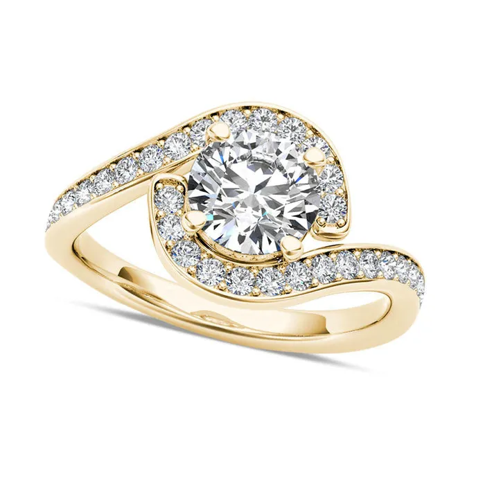 15 CT TW Natural Diamond Bypass Engagement Ring in Solid 14K Gold Goldia Rings 15 CT TW Natural Diamond Bypass Engagement Ring in Solid 14K Gold Goldia Rings