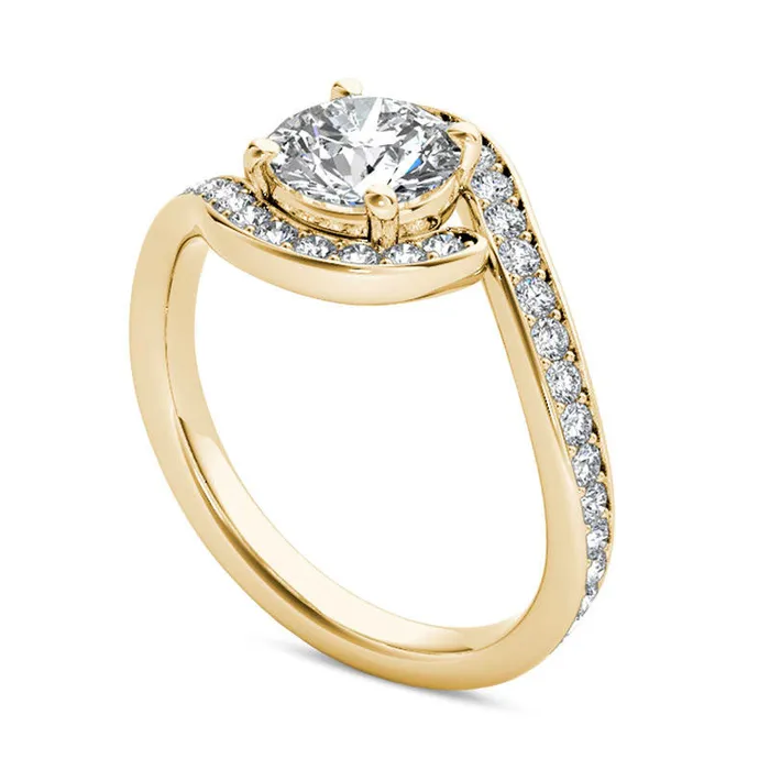 15 CT TW Natural Diamond Bypass Engagement Ring in Solid 14K Gold Goldia Rings 15 CT TW Natural Diamond Bypass Engagement Ring in Solid 14K Gold Goldia Rings
