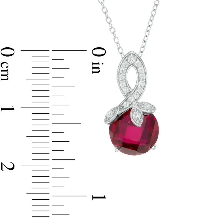 100mm Checkerboard LabCreated Ruby and White Sapphire Flower Pendant in Sterling Silver Goldia Necklaces 100mm Checkerboard LabCreated Ruby and White Sapphire Flower Pendant in Sterling Silver Goldia Necklaces