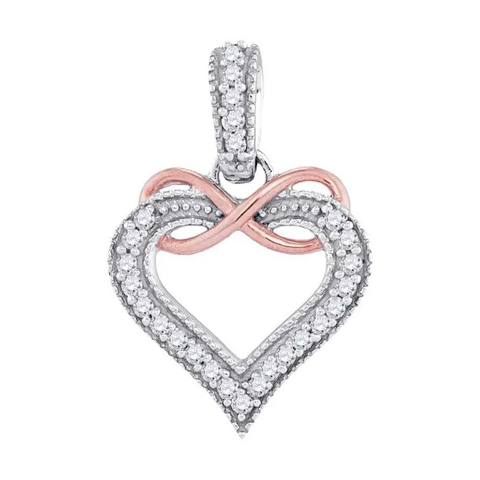 10k Twotone Gold Round Diamond Heart Infinity Pendant 110 Cttw gndatlanta Rings 10k Twotone Gold Round Diamond Heart Infinity Pendant 110 Cttw gndatlanta Rings