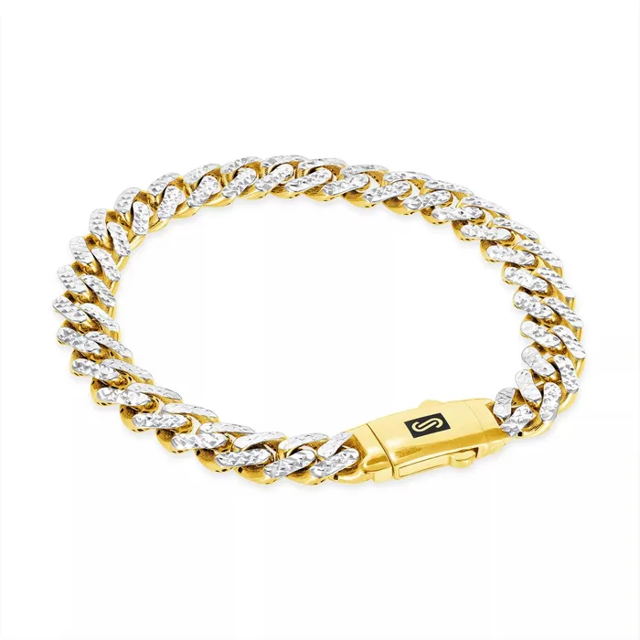 10k Yellow Gold 75mm Monaco Miami Cuban Link Diamond Cut Pave Chain Bracelet 8 Goldiacom Bracelets
