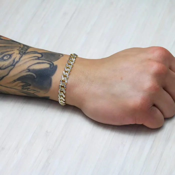 10k Yellow Gold 75mm Monaco Miami Cuban Link Diamond Cut Pave Chain Bracelet 8 Goldiacom Bracelets