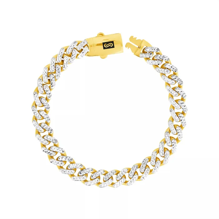 10k Yellow Gold 75mm Monaco Miami Cuban Link Diamond Cut Pave Chain Bracelet 8 Goldiacom Bracelets