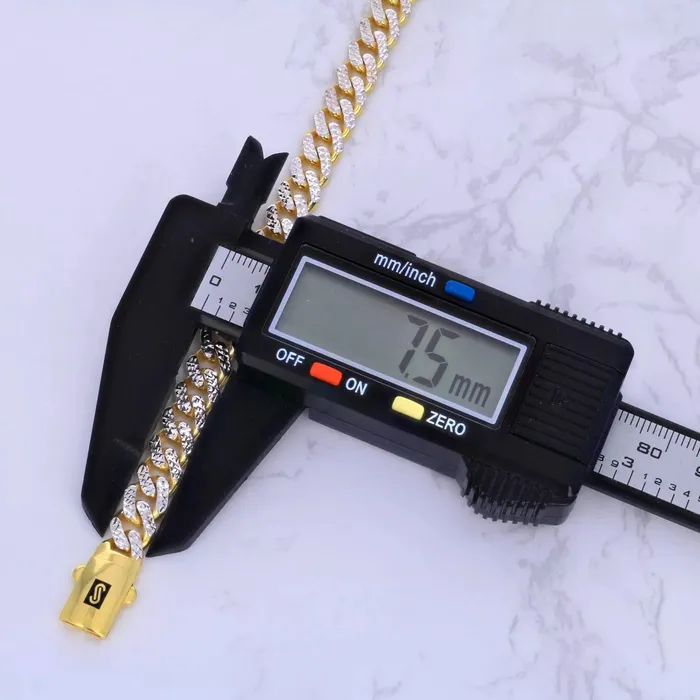 10k Yellow Gold 75mm Monaco Miami Cuban Link Diamond Cut Pave Chain Bracelet 8 Goldiacom Bracelets