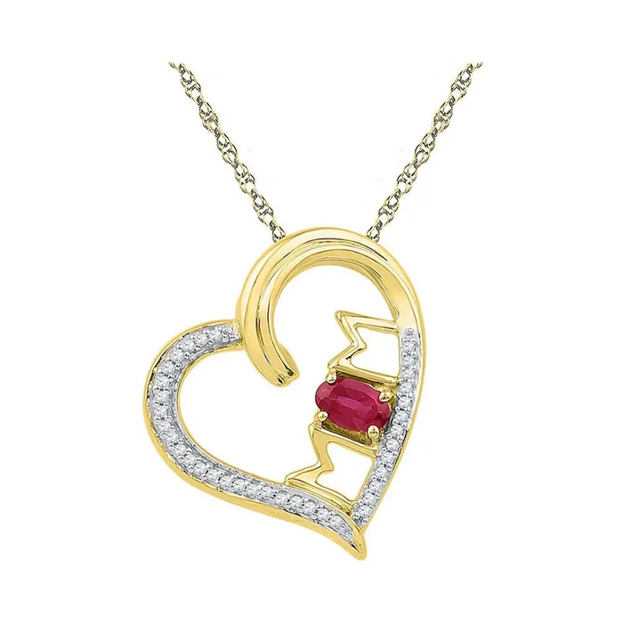 10k Yellow Gold Created Ruby Diamond Heart Mom Mother Love Pendant 58 Cttw gndatlanta Necklaces 10k Yellow Gold Created Ruby Diamond Heart Mom Mother Love Pendant 58 Cttw gndatlanta Necklaces