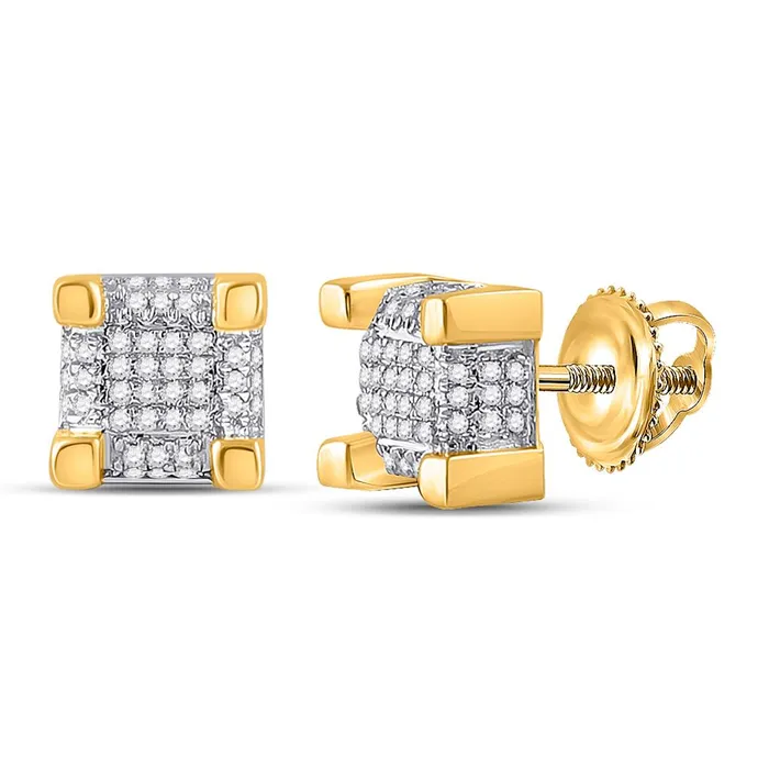 10k Yellow Gold Round Diamond 3D Cube Square Stud Earrings 14 Cttw gndatlanta Earrings 10k Yellow Gold Round Diamond 3D Cube Square Stud Earrings 14 Cttw gndatlanta Earrings
