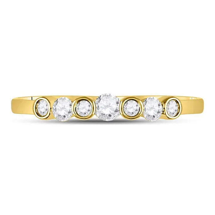 10k Yellow Gold Round Diamond Bezel Stackable Band Ring 14 Cttw gndatlanta Rings