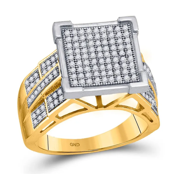 10k Yellow Gold Round Diamond Cluster Bridal Engagement Ring 12 Cttw gndatlanta Rings
