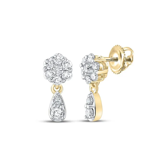 10k Yellow Gold Round Diamond Cluster Dangle Earrings 14 Cttw gndatlanta Earrings 10k Yellow Gold Round Diamond Cluster Dangle Earrings 14 Cttw gndatlanta Earrings
