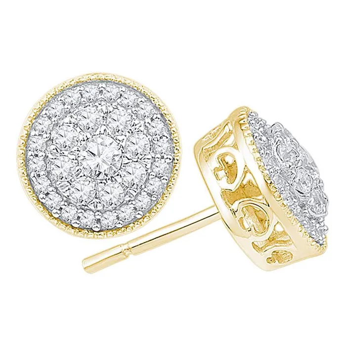 10k Yellow Gold Round Diamond Flower Cluster Earrings 12 Cttw gndatlanta Earrings 10k Yellow Gold Round Diamond Flower Cluster Earrings 12 Cttw gndatlanta Earrings