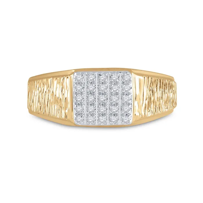 10k Yellow Gold Round Diamond Square Cluster Ring 18 Cttw gndatlanta Rings