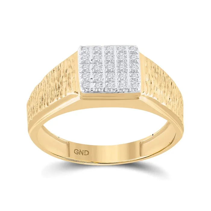 10k Yellow Gold Round Diamond Square Cluster Ring 18 Cttw gndatlanta Rings