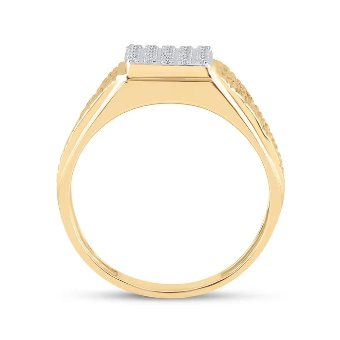 10k Yellow Gold Round Diamond Square Cluster Ring 18 Cttw gndatlanta Rings