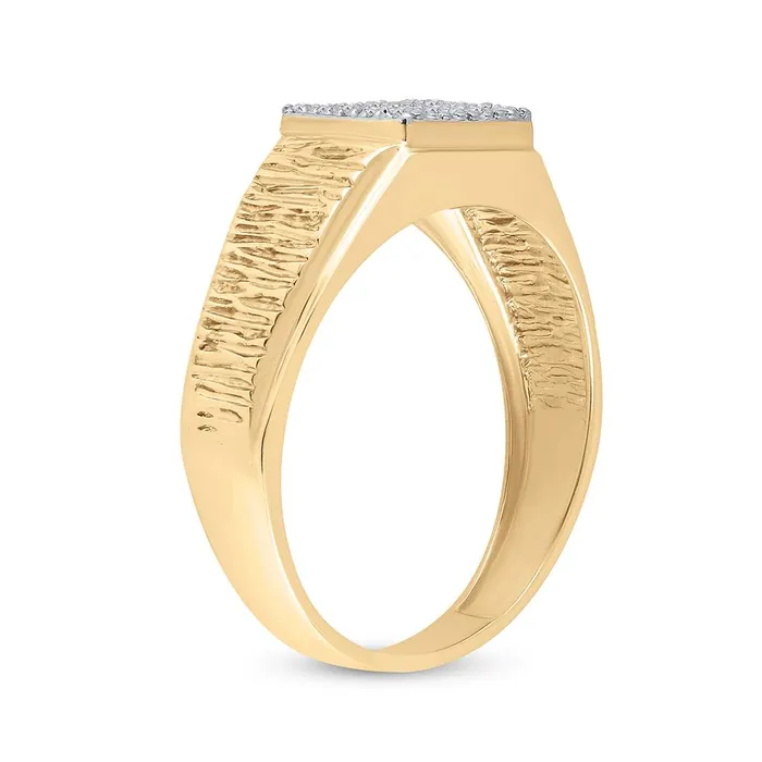 10k Yellow Gold Round Diamond Square Cluster Ring 18 Cttw gndatlanta Rings