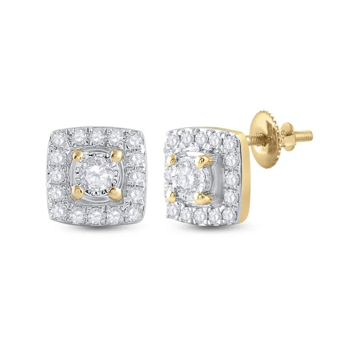 10k Yellow Gold Round Diamond Square Earrings 15 Cttw gndatlanta Earrings 10k Yellow Gold Round Diamond Square Earrings 15 Cttw gndatlanta Earrings