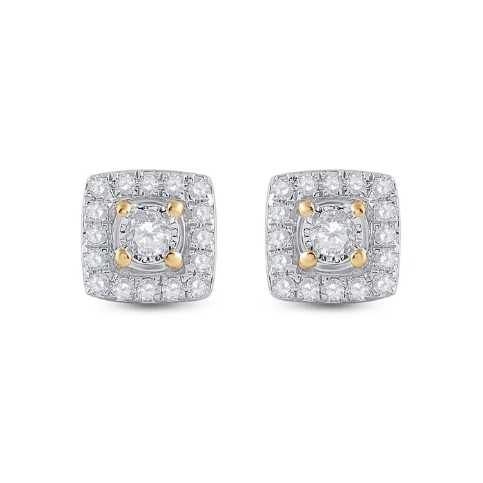 10k Yellow Gold Round Diamond Square Earrings 15 Cttw gndatlanta Earrings