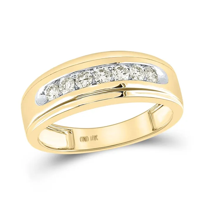 10k Yellow Gold Round Diamond Wedding Single Row Band Ring 12 Cttw gndatlanta Rings