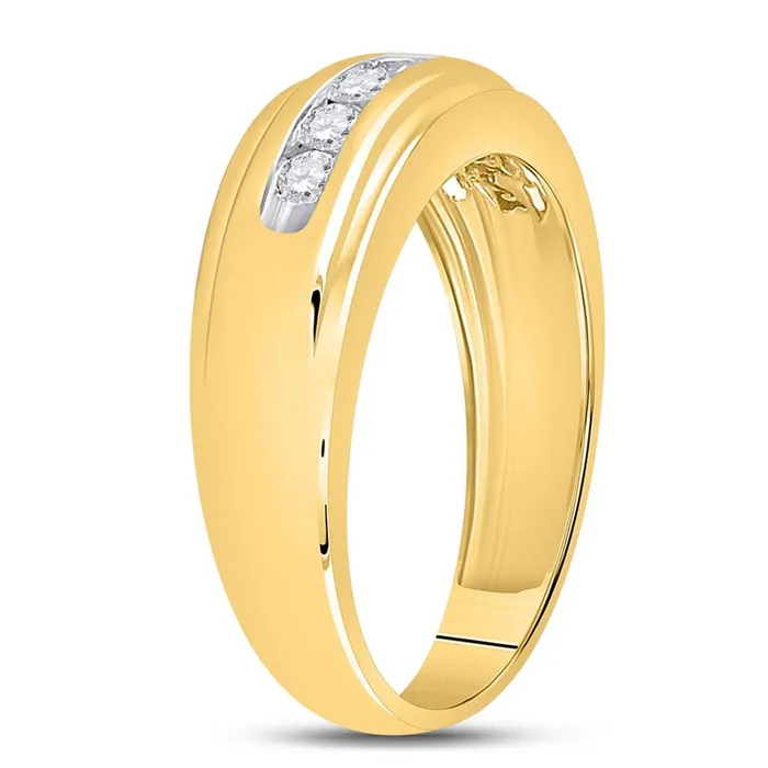 10k Yellow Gold Round Diamond Wedding Single Row Band Ring 12 Cttw gndatlanta Rings