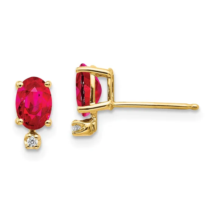 14k Diamond and Ruby Birthstone Earrings goldiaca Earrings