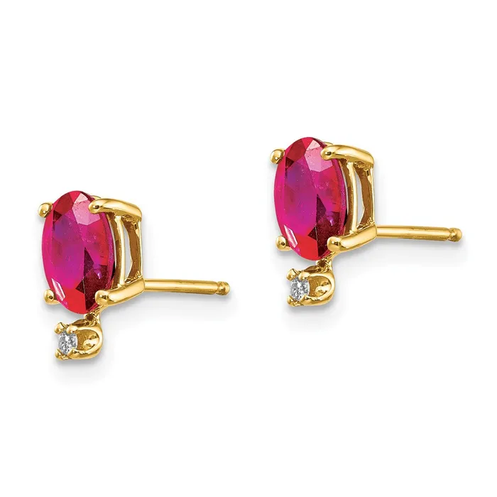 14k Diamond and Ruby Birthstone Earrings goldiaca Earrings