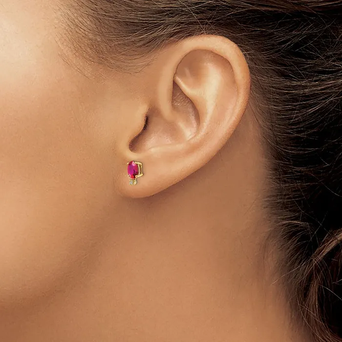 14k Diamond and Ruby Birthstone Earrings goldiaca Earrings