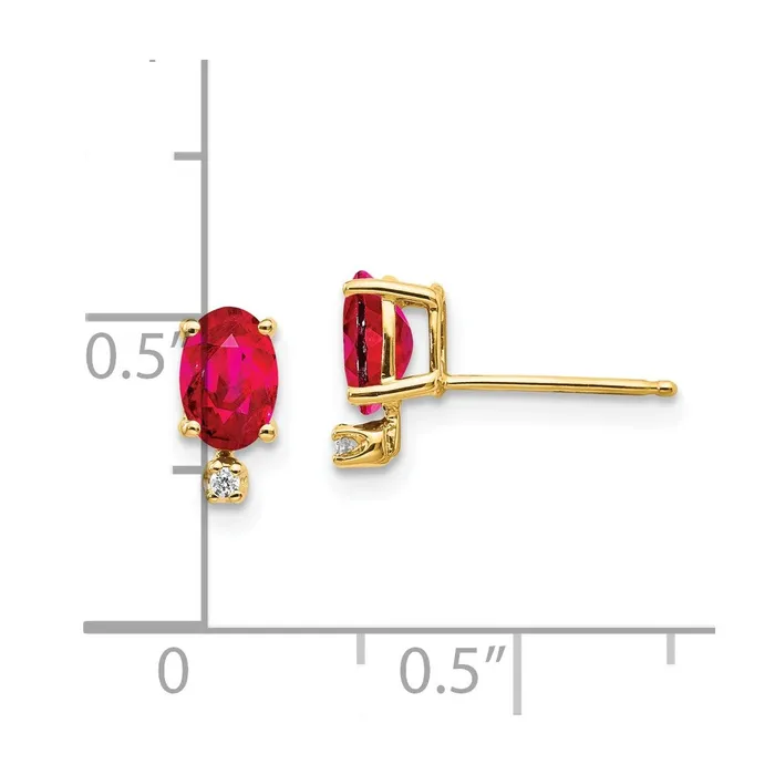 14k Diamond and Ruby Birthstone Earrings goldiaca Earrings