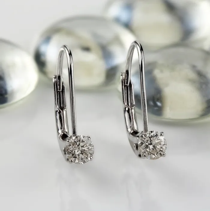 14k Gold 12 Carat TDW REAL Diamond Leverback Dangle Earrings Perfect Gift Goldiacom Earrings