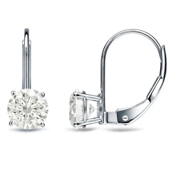 14k Gold 12 Carat TDW REAL Diamond Leverback Dangle Earrings Perfect Gift Goldiacom Earrings