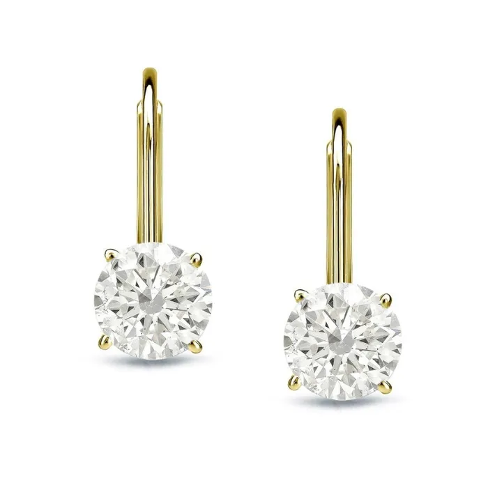 14k Gold 12 Carat TDW REAL Diamond Leverback Dangle Earrings Perfect Gift Goldiacom Earrings