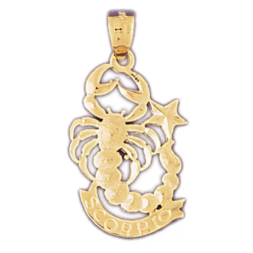 14K Gold 20MM Zodiac Scorpio Charm Goldia Charm Necklaces