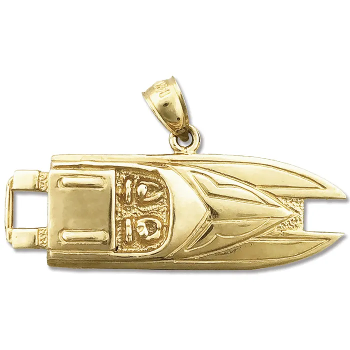 14K Gold 36MM Two Seater Speed Boat Pendant Goldia PreStyled Sets