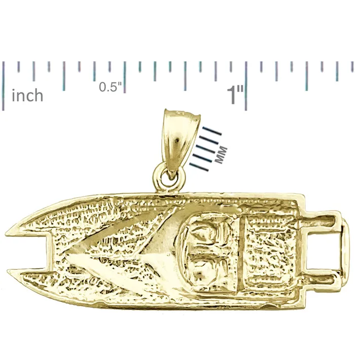 14K Gold 36MM Two Seater Speed Boat Pendant Goldia PreStyled Sets