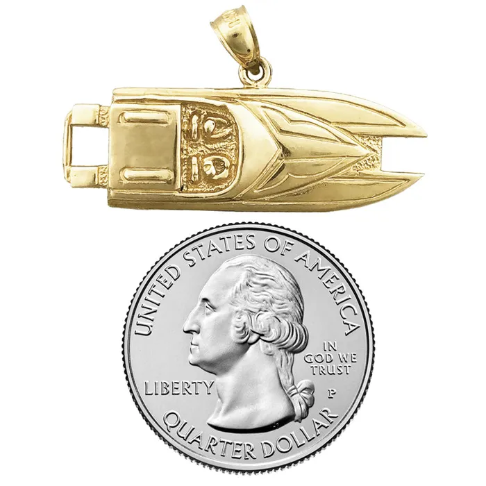 14K Gold 36MM Two Seater Speed Boat Pendant Goldia PreStyled Sets