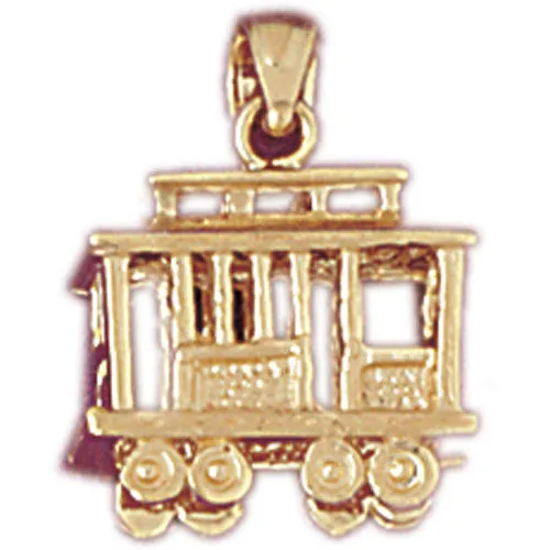 14K Gold 3D Trolley Charm Goldia Charm Necklaces