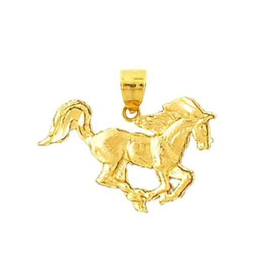 14K Gold Galloping Horse Charm Goldia Charm Necklaces