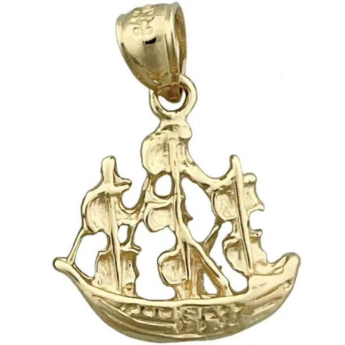 14K Gold Sailing Pirate Ship Charm Goldia Charm Necklaces