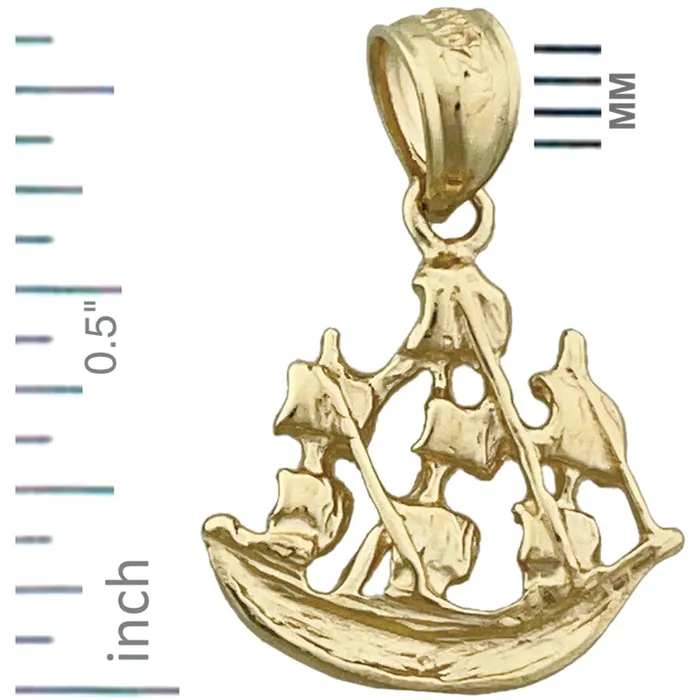 14K Gold Sailing Pirate Ship Charm Goldia Charm Necklaces