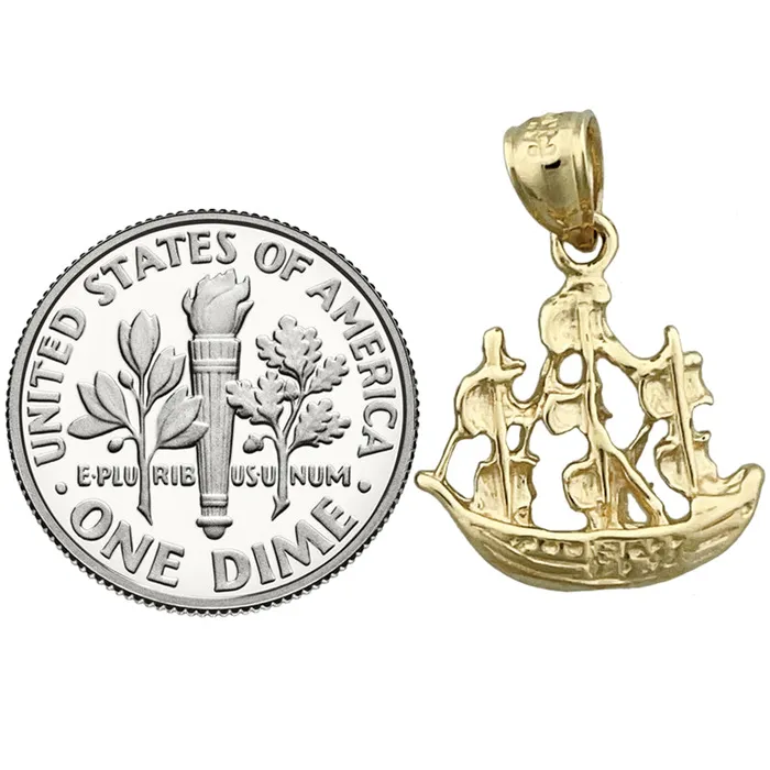 14K Gold Sailing Pirate Ship Charm Goldia Charm Necklaces