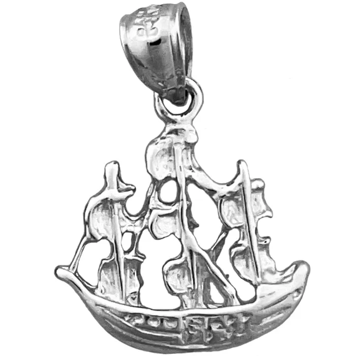 14K Gold Sailing Pirate Ship Charm Goldia Charm Necklaces