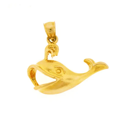 14K Gold Whale Blow Water Droplets Pendant Goldia Necklaces
