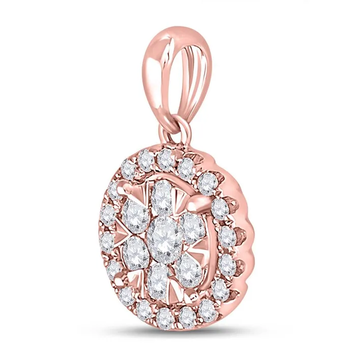 14k Rose Gold Round Diamond Flower Cluster Pendant 12 Cttw gndatlanta Necklaces