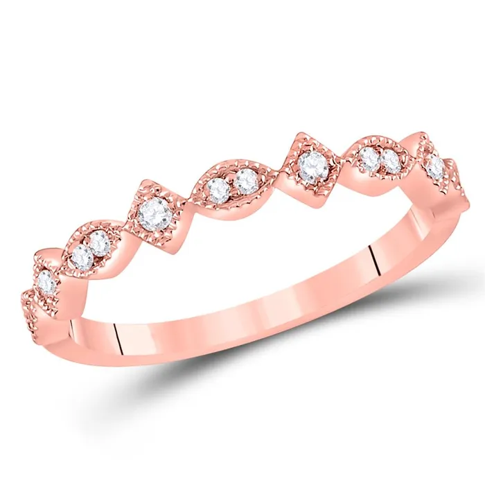 14k Rose Gold Round Diamond Geometric Stackable Band Ring 110 Ctw gndatlanta Rings 14k Rose Gold Round Diamond Geometric Stackable Band Ring 110 Ctw gndatlanta Rings
