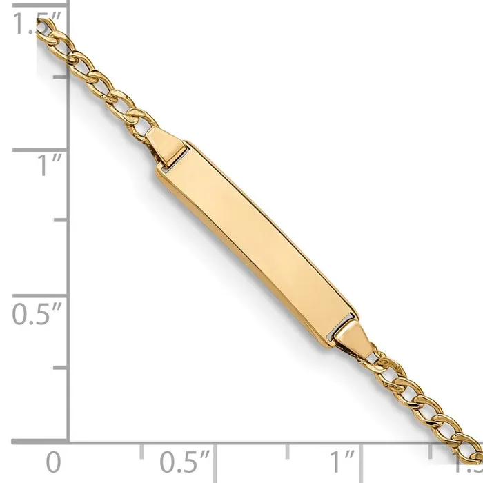 14k SemiSolid Polished Cuban ID Bracelet MDS Bracelets