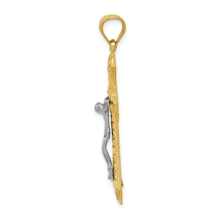 14k Twotone Gold Diamondcut Passion Crucifix Pendant Goldia Rings