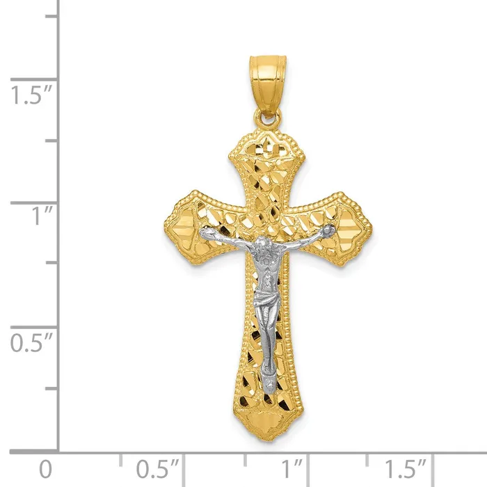14k Twotone Gold Diamondcut Passion Crucifix Pendant Goldia Rings