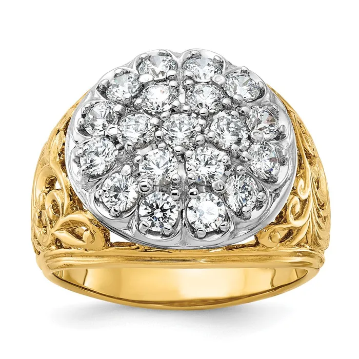 14k Twotone Gold Mens 20 carat Lab Diamond Cluster Complete Ring Goldia Rings 14k Twotone Gold Mens 20 carat Lab Diamond Cluster Complete Ring Goldia Rings