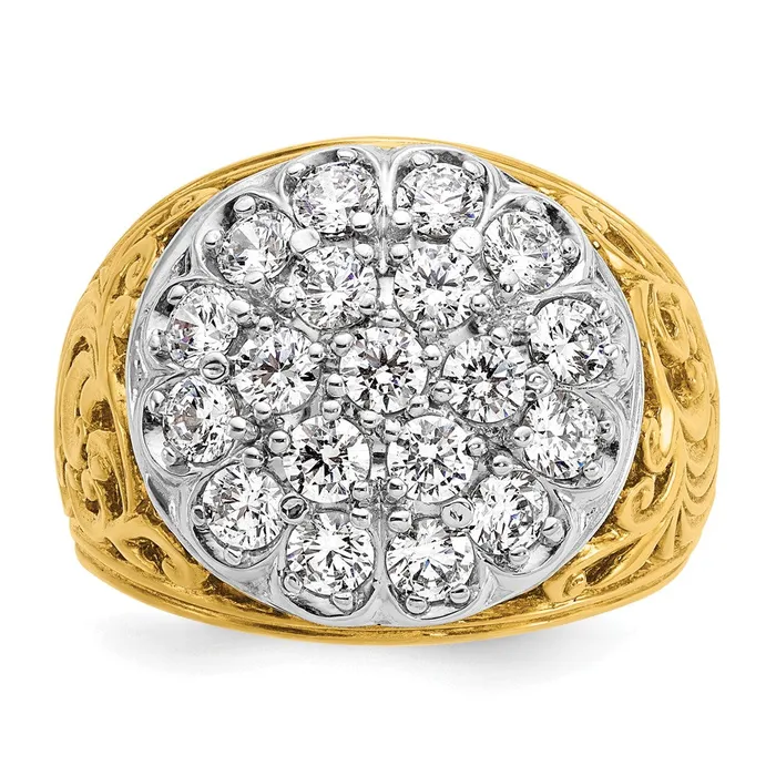14k Twotone Gold Mens 20 carat Lab Diamond Cluster Complete Ring Goldia Rings 14k Twotone Gold Mens 20 carat Lab Diamond Cluster Complete Ring Goldia Rings