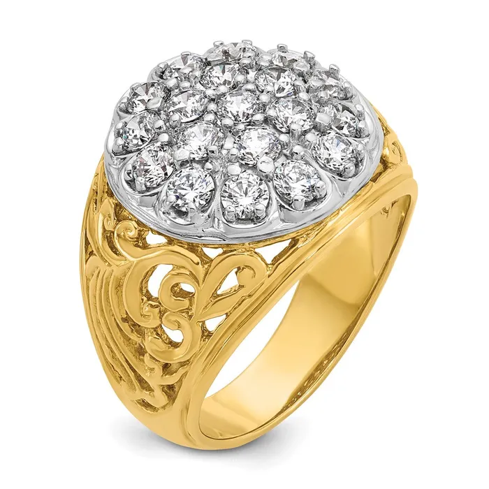 14k Twotone Gold Mens 20 carat Lab Diamond Cluster Complete Ring Goldia Rings 14k Twotone Gold Mens 20 carat Lab Diamond Cluster Complete Ring Goldia Rings
