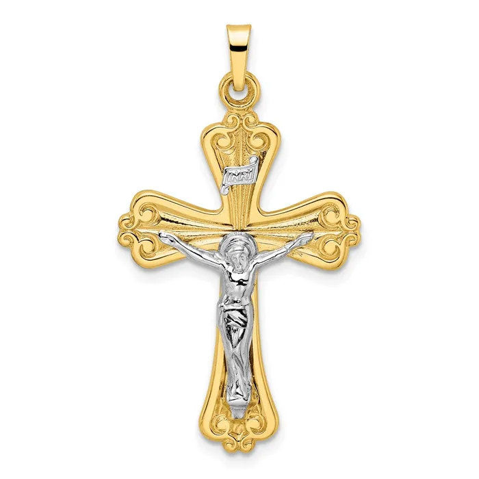 14k Twotone Gold Polished Solid INRI Curcifix Cross Pendant Goldia Rings 14k Twotone Gold Polished Solid INRI Curcifix Cross Pendant Goldia Rings
